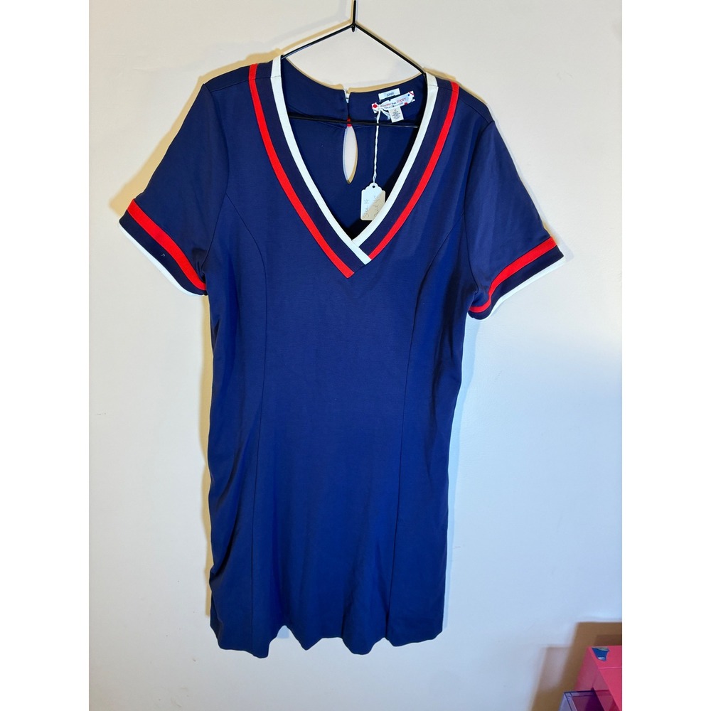 Tommy Hilfiger Zooey Deschanel T-Shirt Dress Preppy Mod Sporty 14 Navy Blue - Picture 2 of 8
